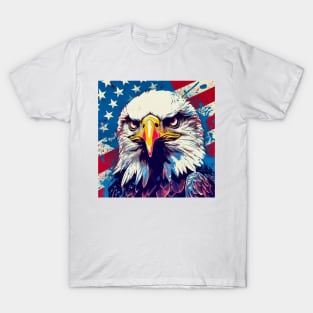 Freedom's Colors: Pop Art Bald Eagle and American Flag T-Shirt